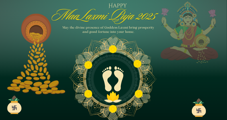Green And Yellow Decorative Laxmi Puja Greeting Instagram Post 794 X 420 Px YanqwpVQygcOQ83v